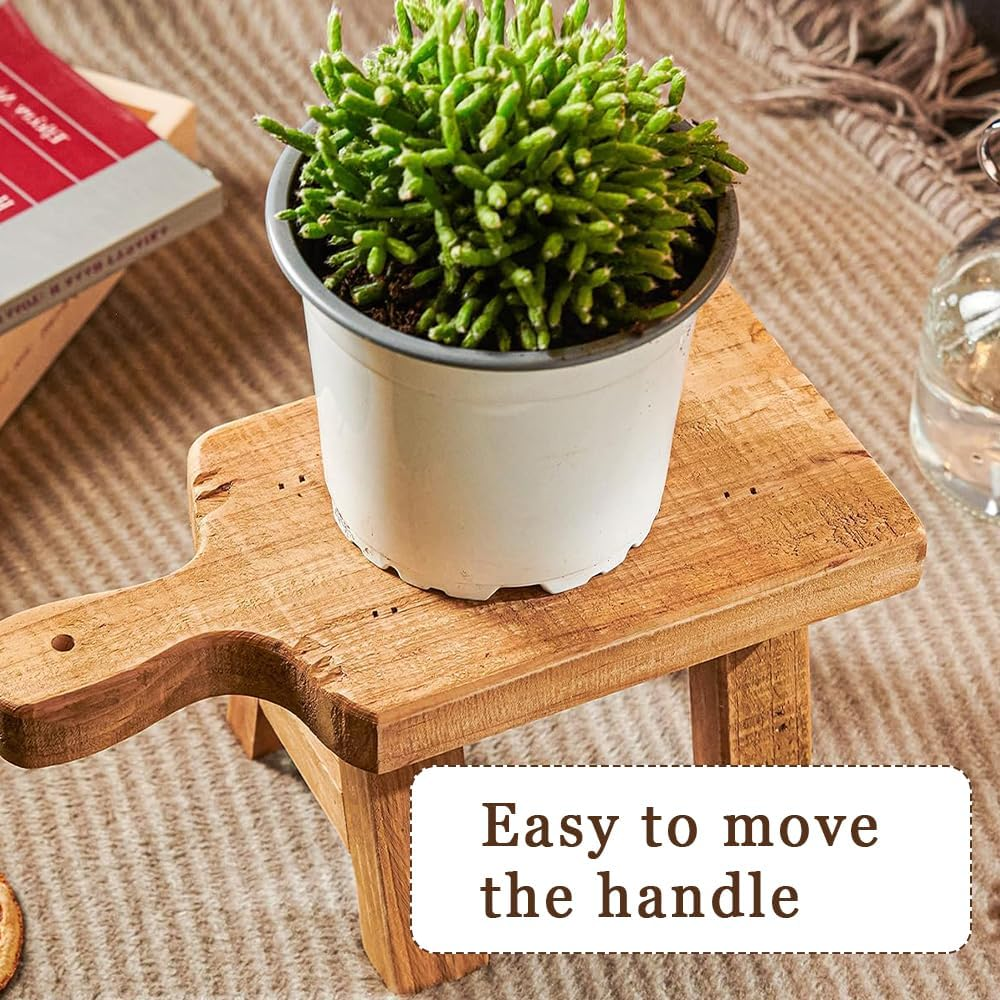 Wood Pedestal Stand,Tabletop Potted Pant Stand,With Handles,Sturdy Durable,Soap Tray,Accessories Display Decorative Tray,For Home Balcony House Garden Indoor Outdoor image number 3