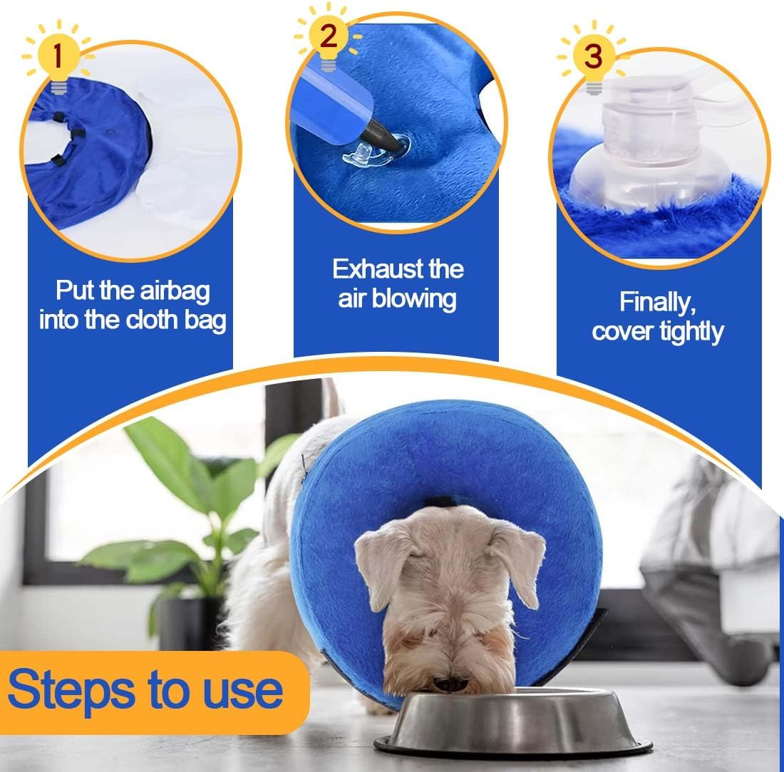 1 Piece Collar Dog & Cat, Dog Collar Leak Protection, Inflatable Neck Collar Soft after Surgery and Castration, Protective Collar, Collar for Dogs and Cats, Protective Collar Dog with Adjustable image number 4