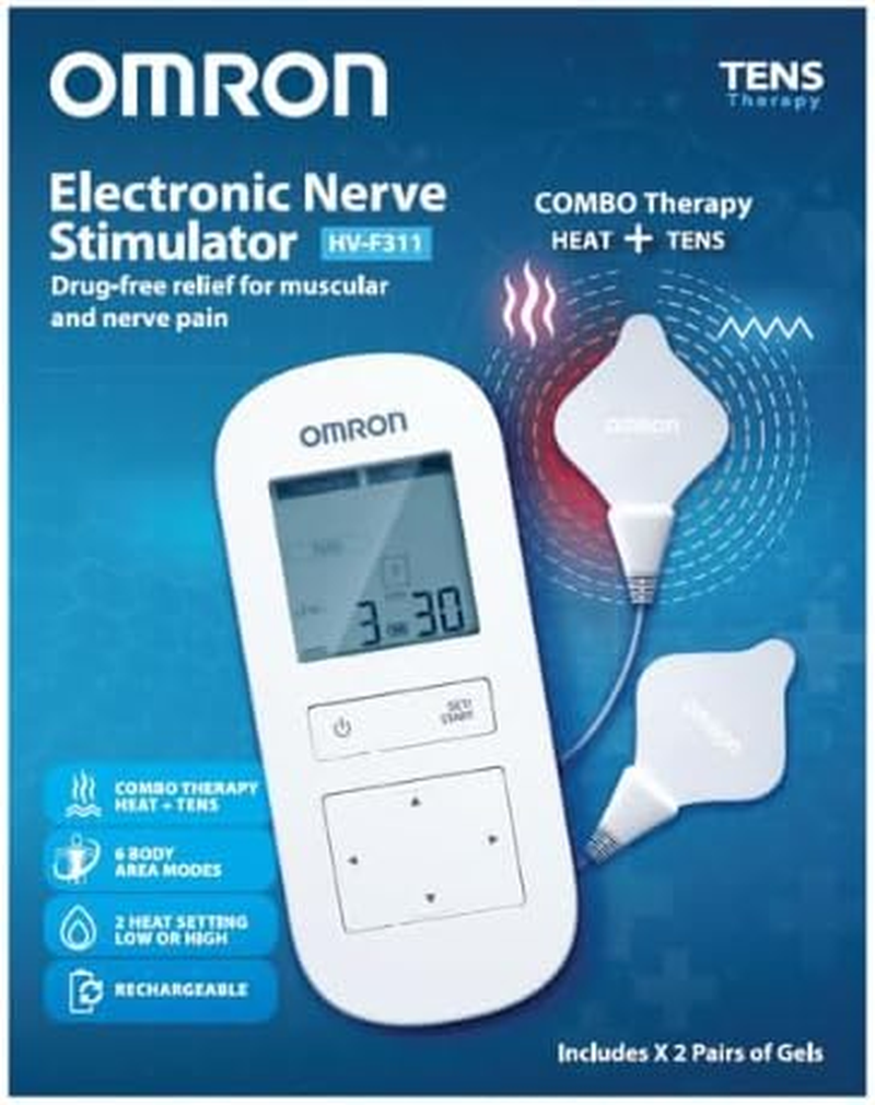 Omron HVF311 Electronic Nerve Stimulator for Drug-Free Pain Relief &ndash; Soothing Heat with 6 Massage Modes, Soft Touch Pads, Compact Design, LCD Screen and 2+2 Year Warranty image number 4
