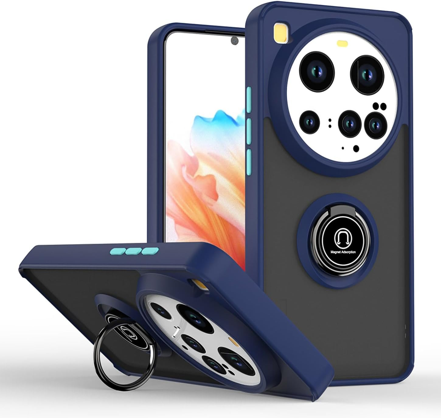 ILING Mobile Phone Case for Xiaomi 15 Ultra, Ultra Thin Shockproof Translucent Matte Hard PC Back Case, Soft Silicone TPU Bumper Protective Case with Ring Stand (Royal Blue) image number 1