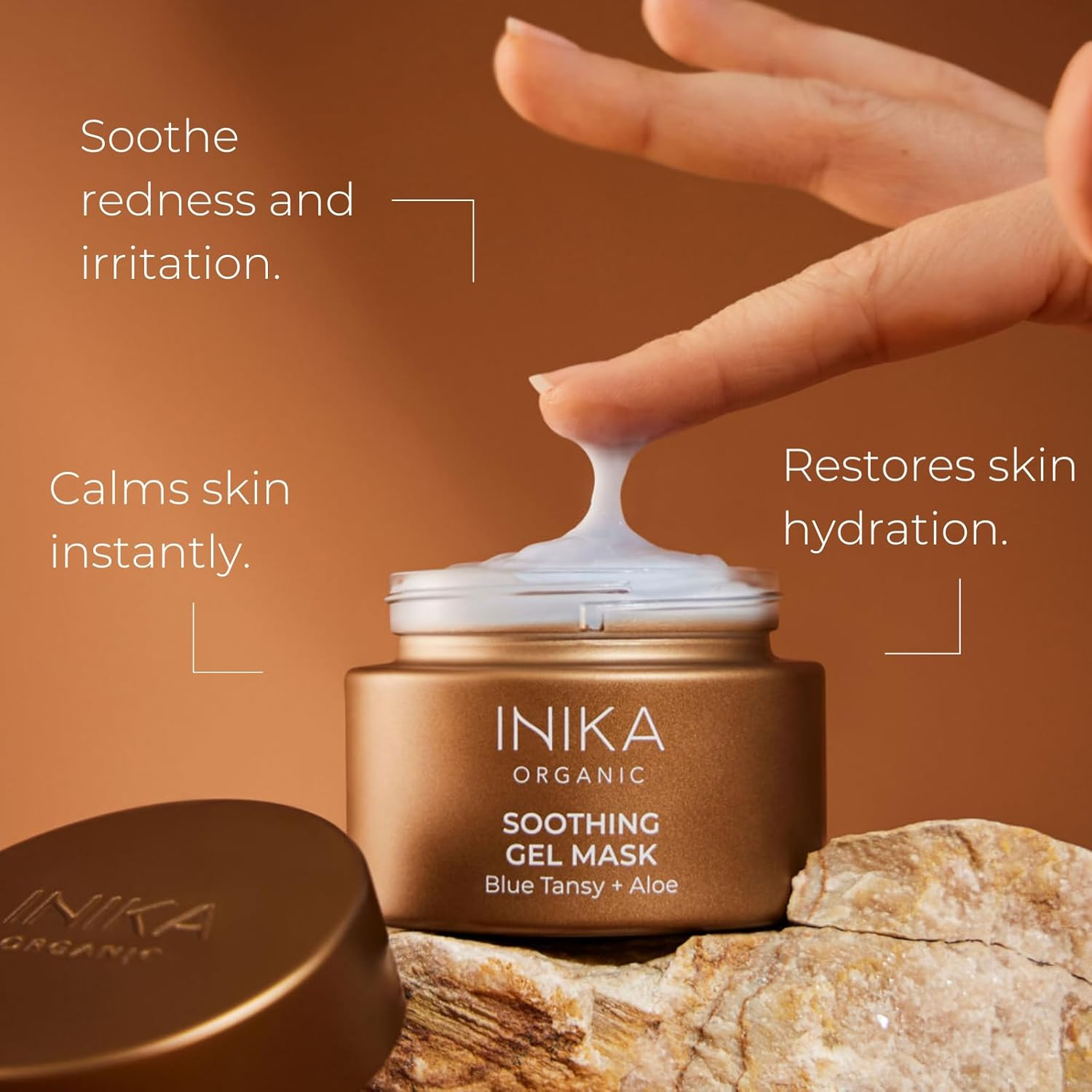 INIKA Organic Soothing Gel Mask | Instantly Calms. Luxurious Formula Cools & Repairs Damaged Skin. Vegan + Sensitive Ingredients. 50Ml