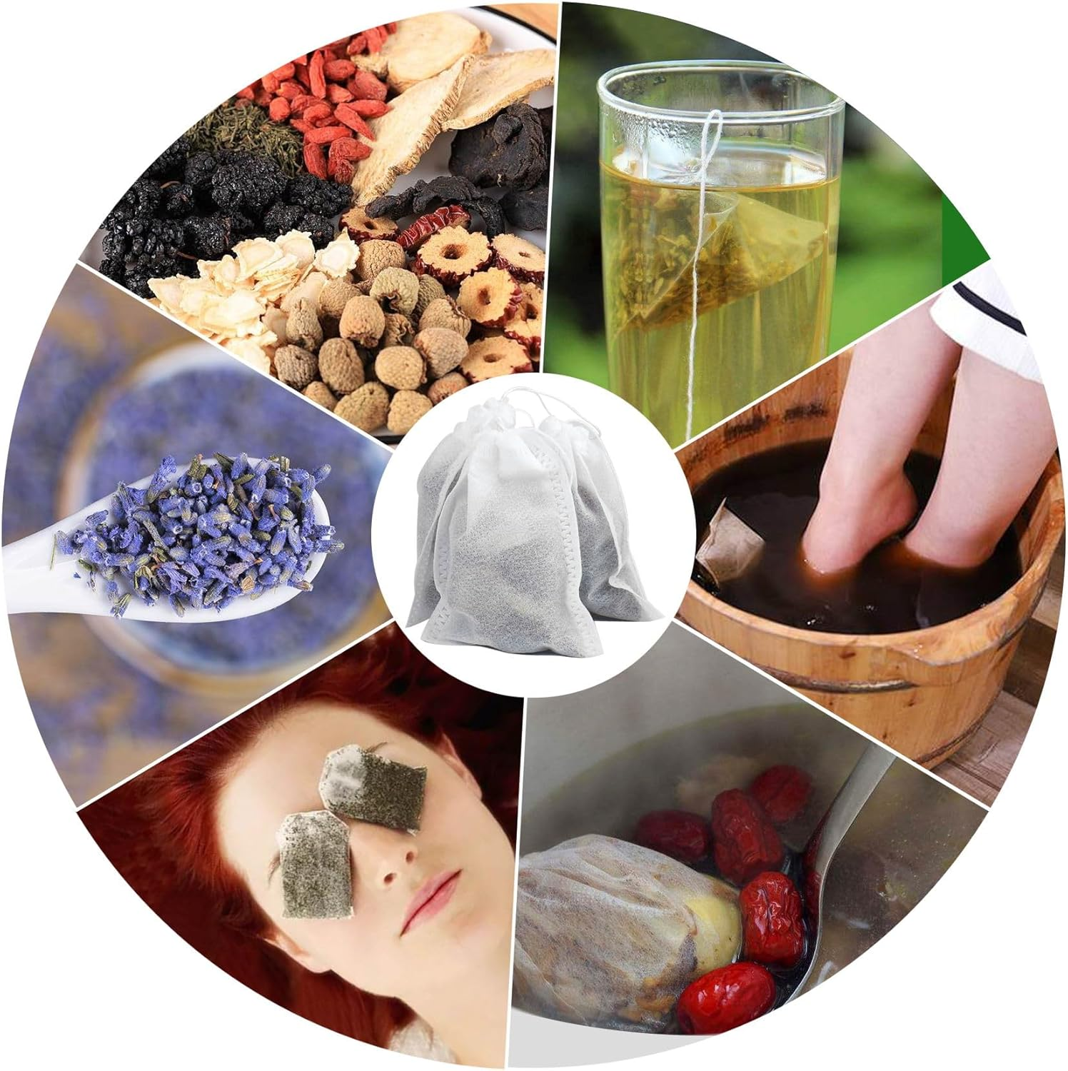 JHFGJGH 100 Pack Muslin Drawstring Bags, Disposable Bags for Cooking, Soaking Medicinal Liquor, Tea Coffee Filter, DIY Craft Spices Storage, Weeding Party Favor (4.7 X 5.5 Inches), White (JH-01) image number 1