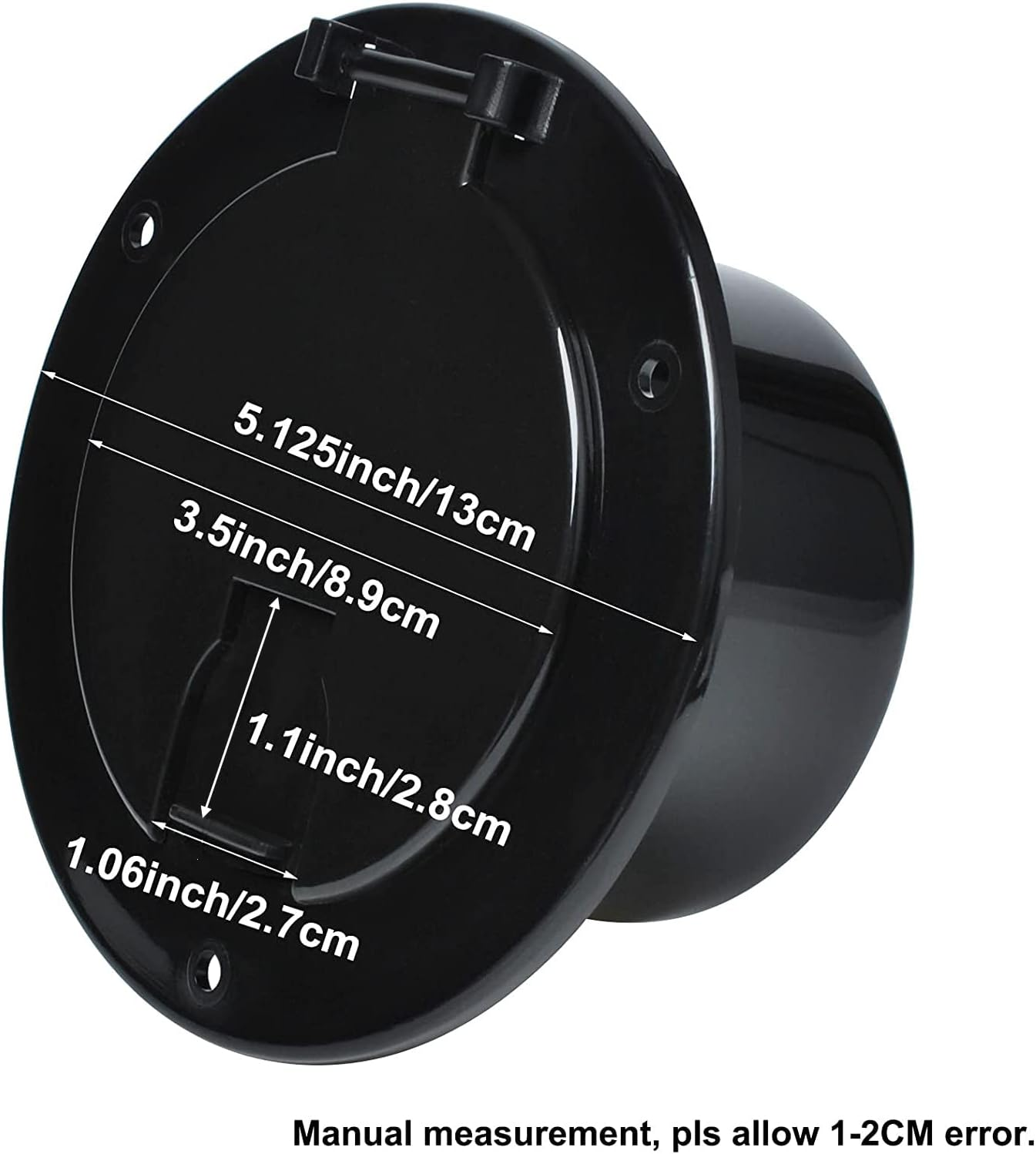 RV Electric Cable Hatch for 30 and 50 Amp Cords Replacement 5 Inch Deluxe round Electrical Cable Hatch Black image number 4