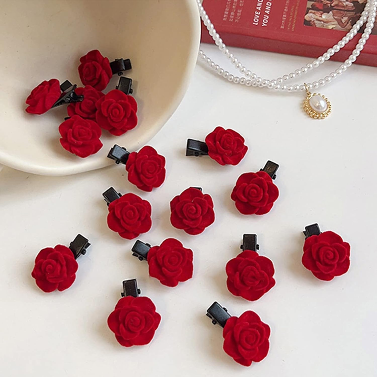 Mini Red Flower Hair Barrette,20 Mini Red Rose Hair Clip,Red Rose Hair Clip Mini Flower Hair Clip,Red Mini Flower Hair Barrette,Mini Red Rose Flower Hair Clip,Small Rose Hair Clip Rose Hair Barrette image number 6