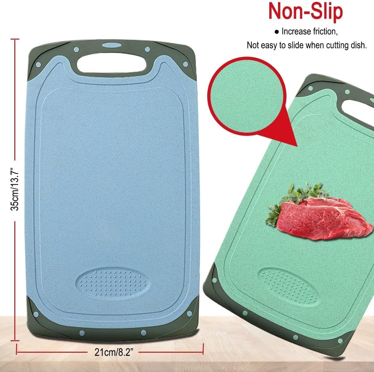 BLAZDEVE Chopping Board Set, 3Pcs BPA Free Kitchen Thick Plastic Cutting Boards with Non-Slip Feet and Deep Drip Juice Groove, Hanging Hole, Large Chopping Boards for Fruits, Vegetables, Meats image number 1