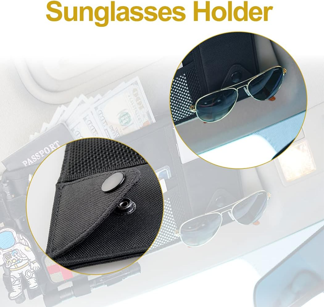 VIPERADE CHA4 Car Sun Visor Organizer, Truck & Auto Accessories Document Holder Sunglass Storage Pouch (Black) image number 5