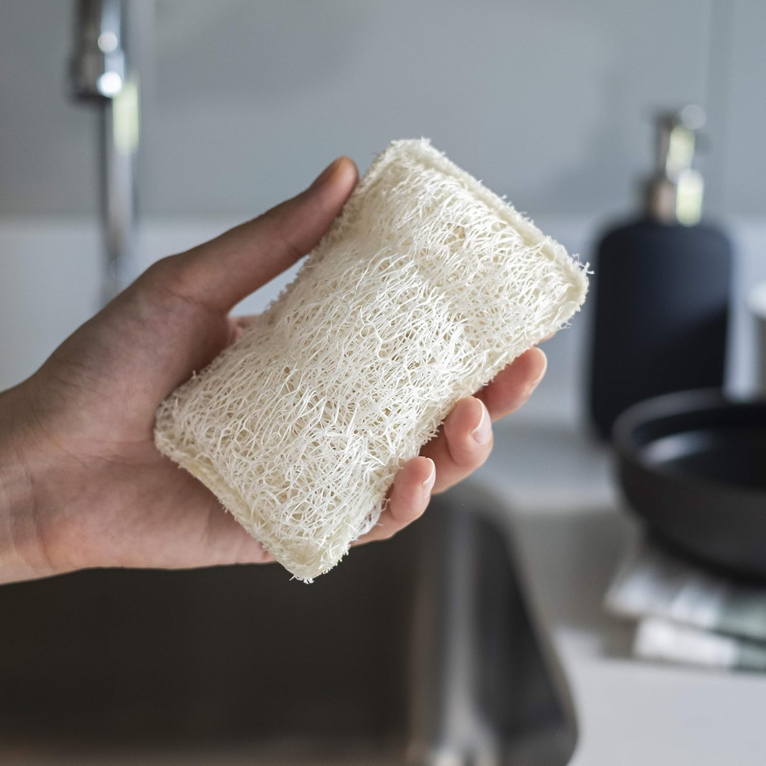 FAAY Eco Friendly Sponges for Dishes, Multi-Purpose Non-Scratch Loofah Scrubber for Cookware, Kitchen, Bathtub and Body, Handmade Unbleached Luffa Fiber, Natural, Biodegradable, Compostable & No Smell image number 2