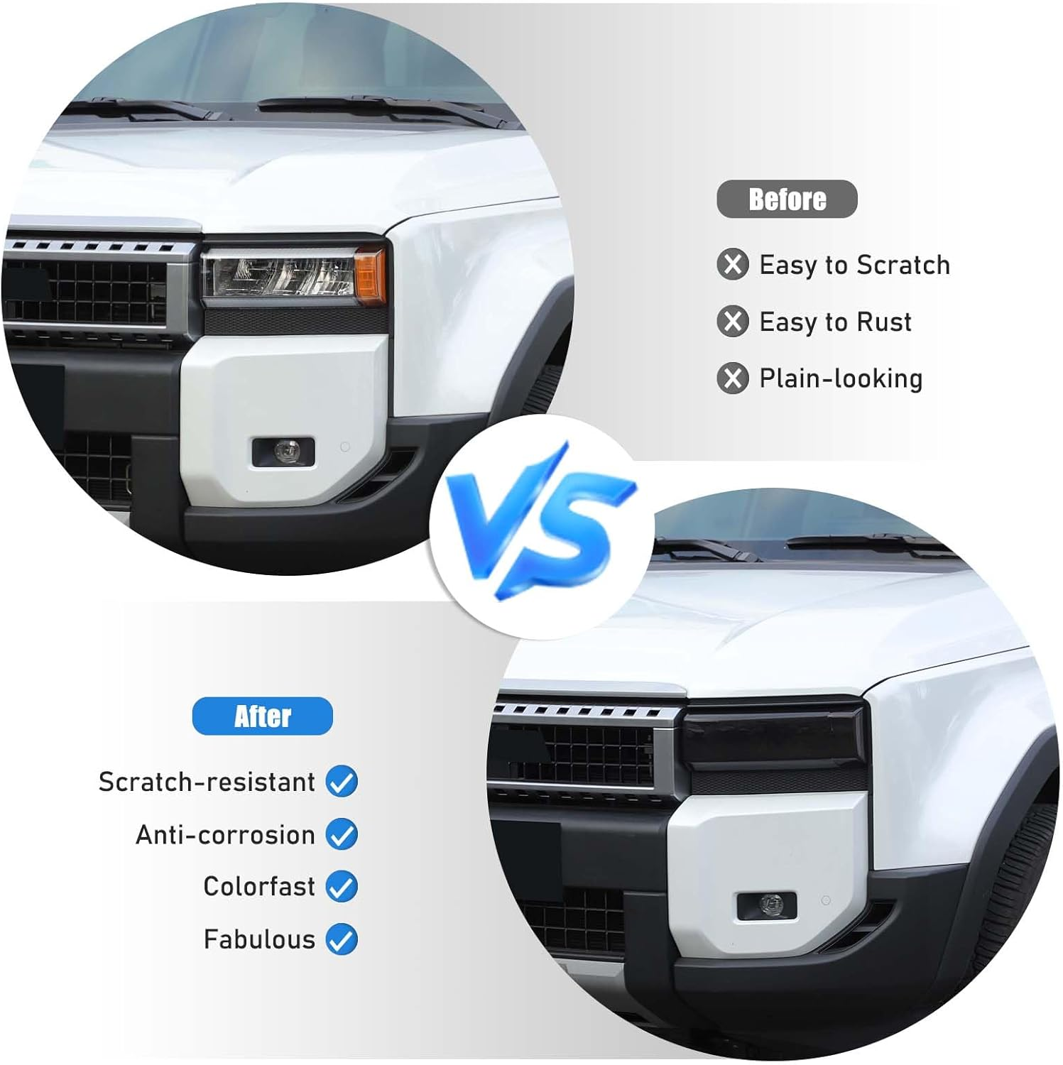 Yinaniutos Front Headlight Guard Covers Compatible with Toyota Land Cruiser 250 Prado J250 LC250 2024 2025, ABS Headlamps Smoked Tint Light Cover Trim Accessories, 2PCS image number 4