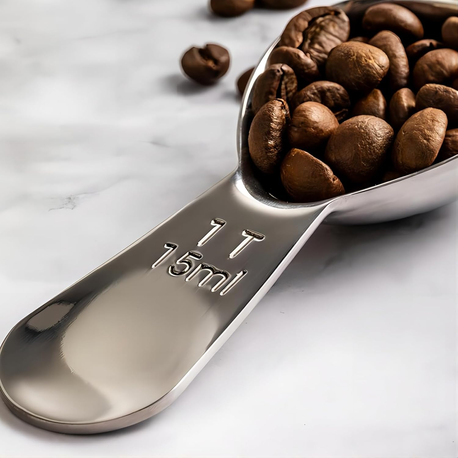 Stainless Steel 430 Coffee Scoop, Coffee Measuring Spoon Short Handle for Measuring Coffee, Milk, Tea,Sugar,Lemon Juice, and Olive Oil,Set of 2(15 Ml & 30 Ml) image number 1