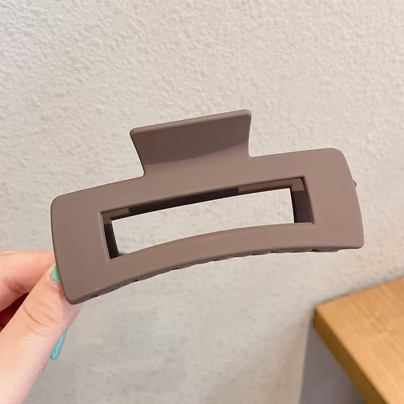 Dark Brown Solid Hair Claws Large Clips Strong Hold Big Claw Barrettes Hair Accessories for Women Girls Thick Thin Long Hair No Slip Square Hairpin Hair Accessories