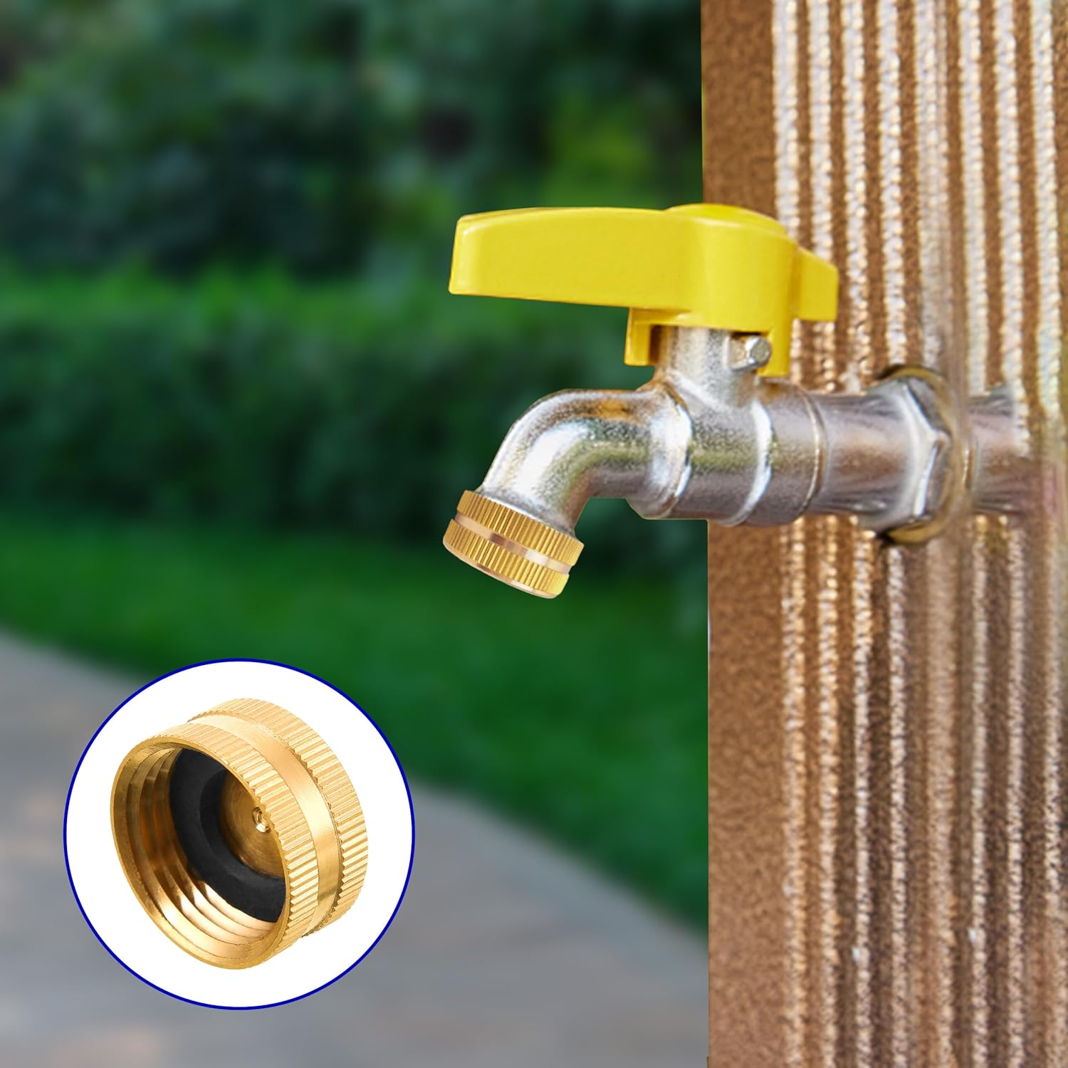 M Mingle Garden Hose Female End Cap, Brass Spigot Cap, 3/4 Inch, 4-Pack with Extra 12 Washers image number 5