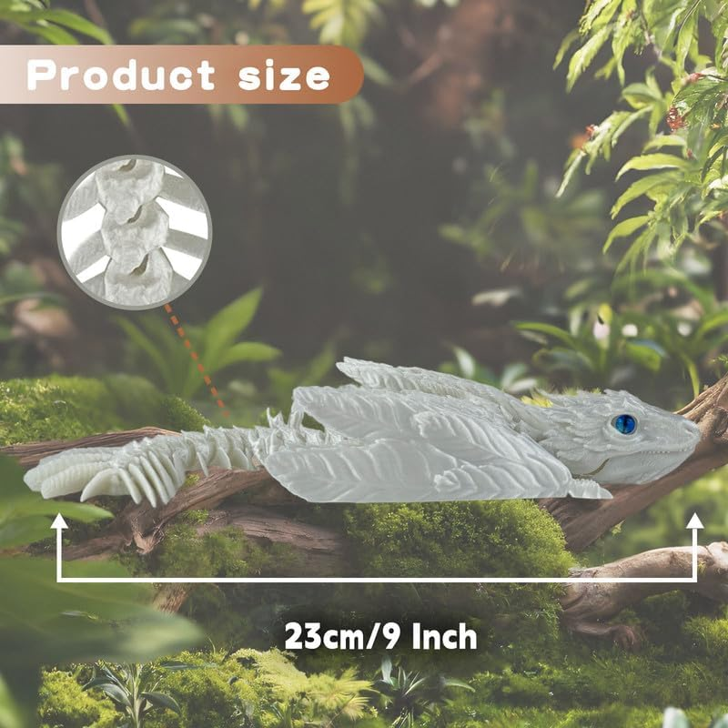Feathered Wyvern Dragon,3D Printed Dragon, Articulated Dragon with Wings, 3D Printed Toys, Desktop Pet - Perfect for Fantasy Enthusiasts (Noctilucent Blue) image number 1