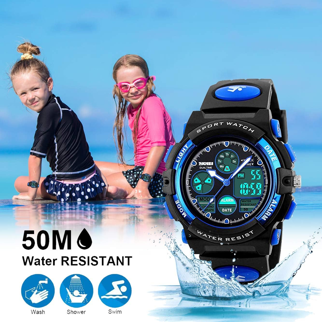 Touber Kids Digital Sport Watch, 50M Waterproof LED Wrist Watches with Alarm Stopwatch - Best Gifts image number 1