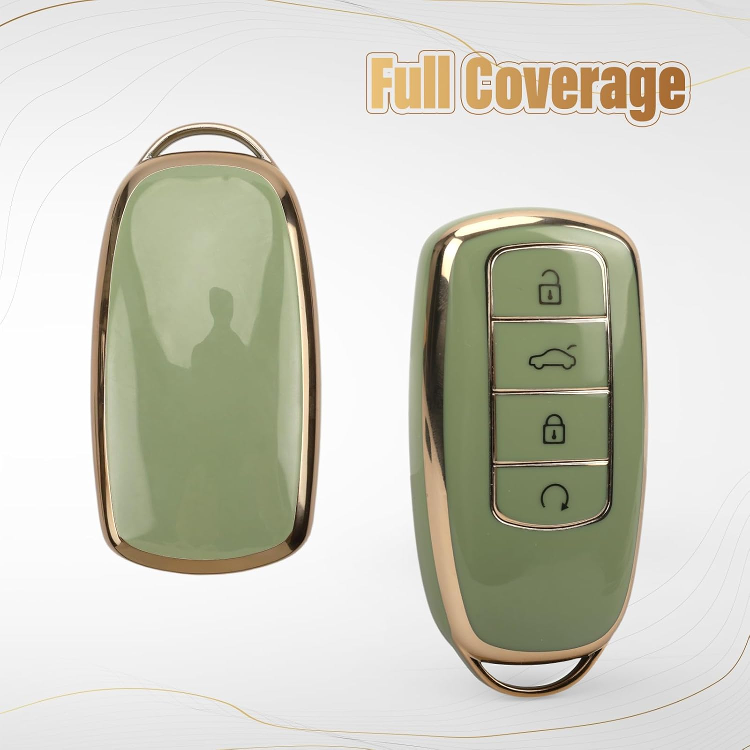 Fiohiros 2 Pcs Car Smart Key Fob Case TPU Car Key Protection Cover Compatible with Chery Omoda 5 Compatible with Tiggo 8 Pro (Green) image number 2