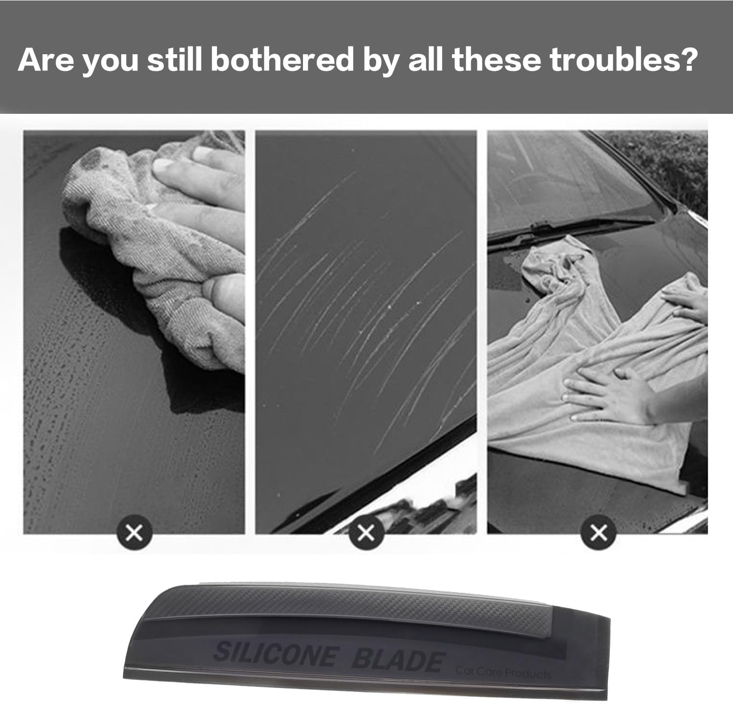 Kaoruo 30Cm Silicone Car Squeegee &ndash; Water Scraper Wiper Blade for Car Windshield, Auto Windows, Shower Glass, Mirrors, Doors & Tile Walls image number 1