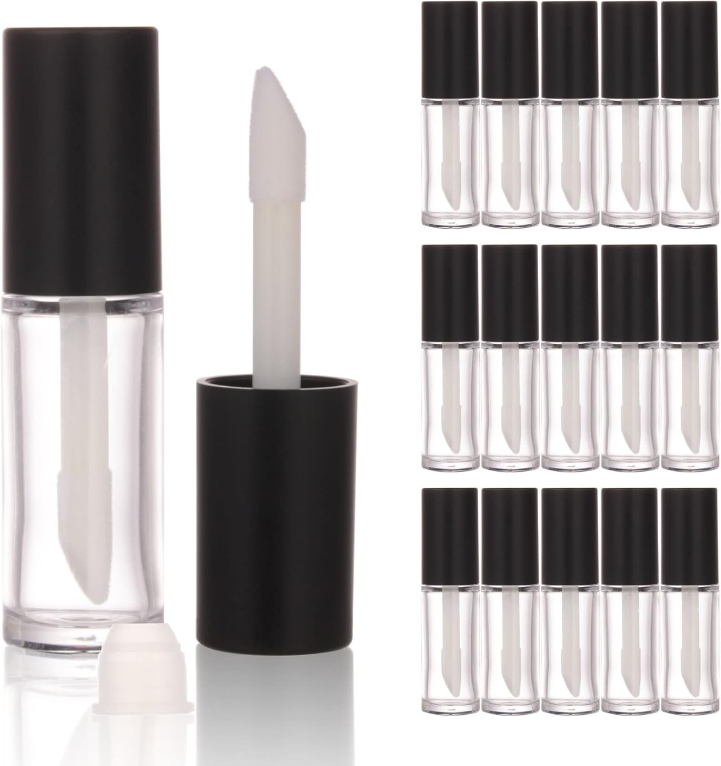 COSIDEA 15PCS Empty PETG Big Doe Foot Wand Lip Gloss Tubes 10Ml 0.33 OZ Pink Lipgloss Tube with Thick Brush Applicator for Castor Oil Tint DIY Concealer Tube Packing