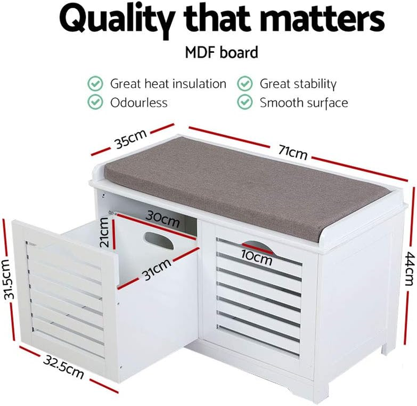 Artiss Shoe Rack Storage Cabinet Bench Box Drawers Organiser Shoes Shelf Drawer White Cupboard Hallway Home Decor Bedroom Furniture Display Wardrobe Sturdy Construction image number 2