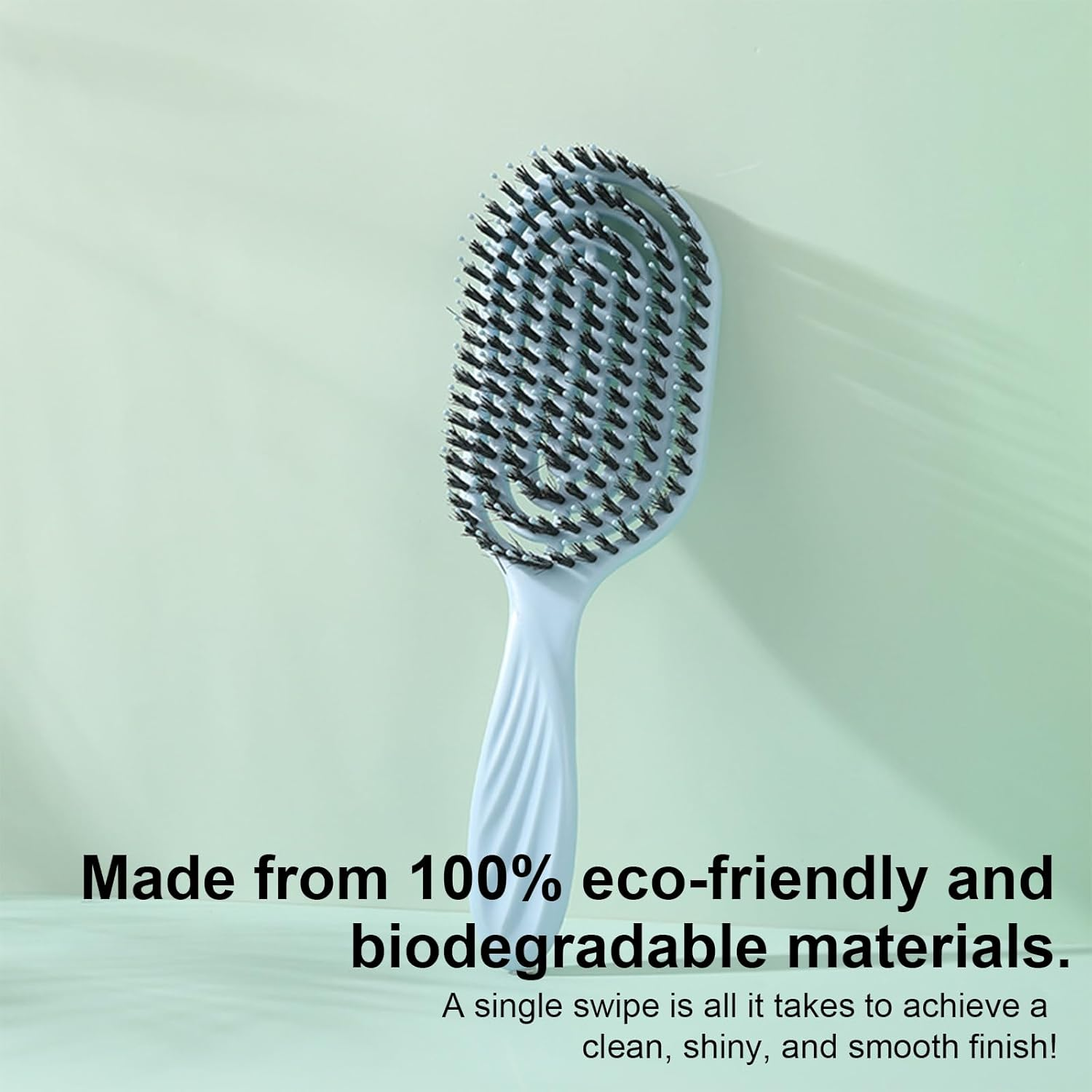 Boar Bristle Hair Brush - Homiladi Frizz Control & anti Static Detangling Comb | Adds Shine & Scalp Massage | Wet/Dry Use | Hair Brush Women | Salon-Finish Hair Brushes (Blue) image number 2