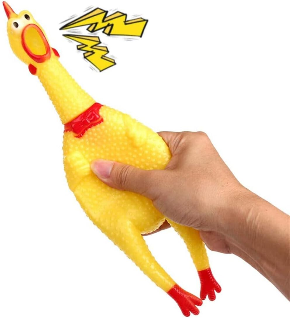 Leona Co Squeeze Rubber Chicken, Yellow Screaming Chicken Dog Toys, Squawking Chicken Toys, Rubber Squeaky Chicken Toys for Dogs, Prank Novelty Toy 30Cm X 7Cm X 7Cm image number 2