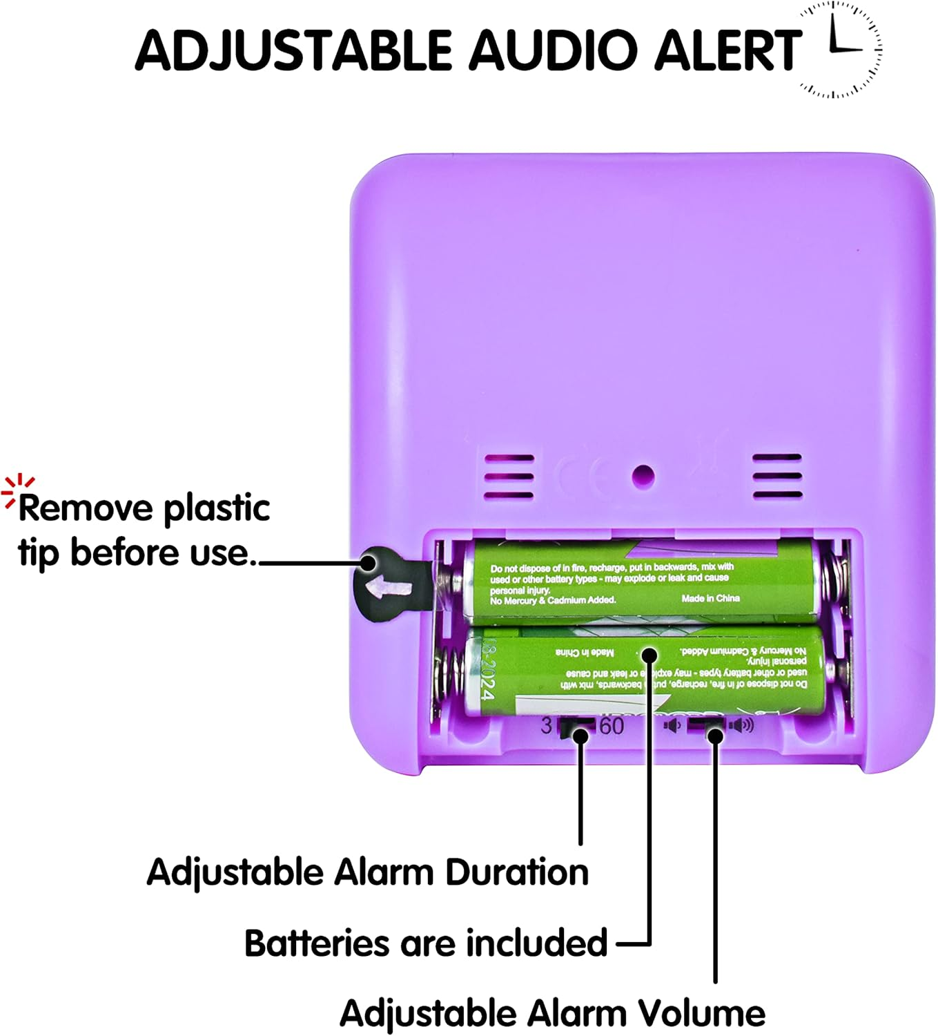 Visual Timer with Protective Case, 60-Minute Countdown Timer for Kids Autism ADHD Classroom Home Office, Countdown Clock for Teaching Work Meeting, Pomodoro Timer for Time Management Education, Purple image number 1