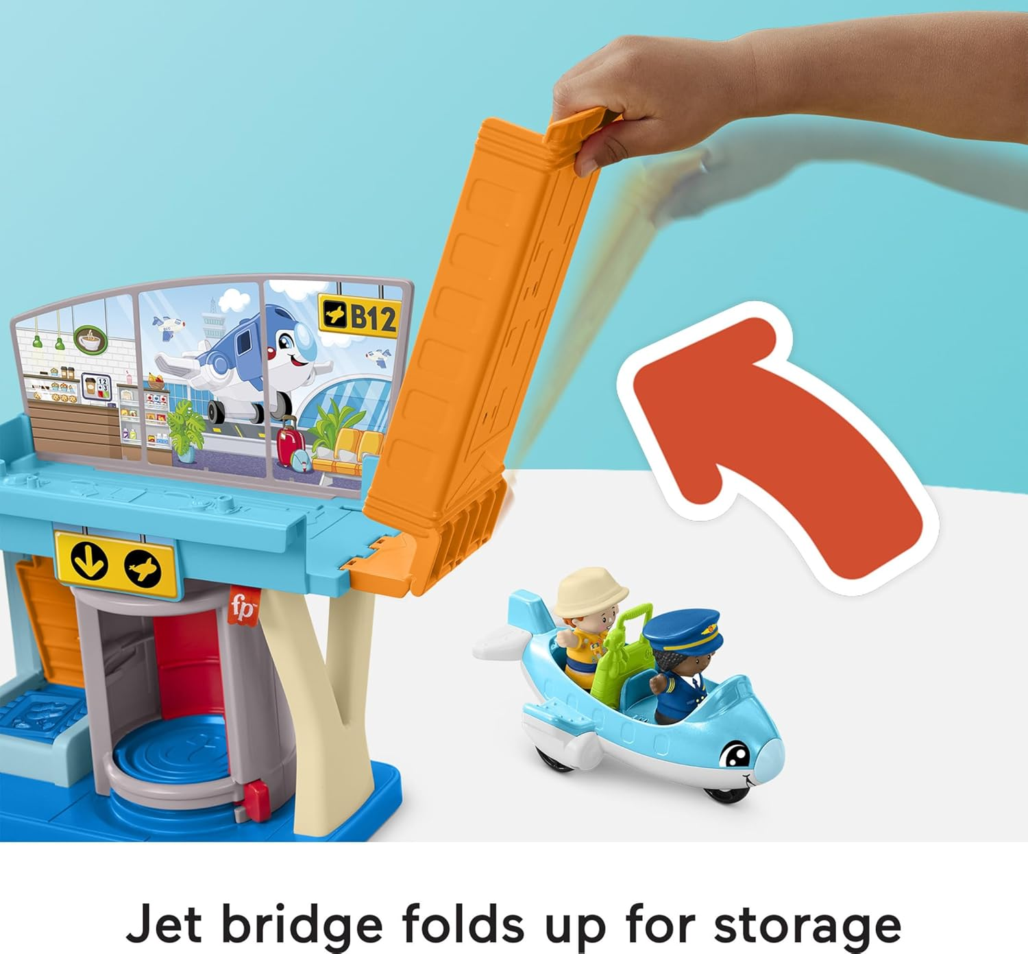 Fisher-Price Little People Toddler Toy Everyday Adventures Airport Playset with Airplane for Preschool Pretend Play Ages 1+ Years image number 2