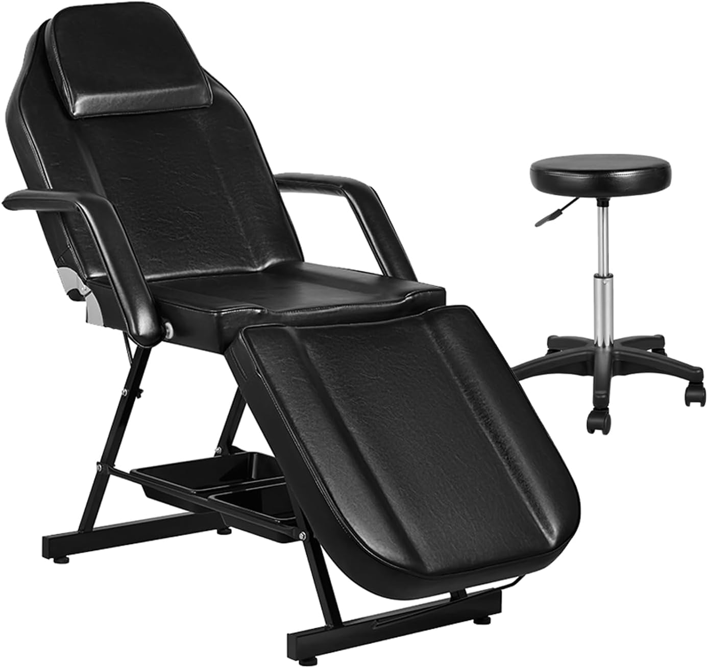 Versatile Multi-Functional Beauty Bed: MAX 185CM Portable 3 Folding Massage Table with Chair for Salon and Home Therapy Sessions (White)