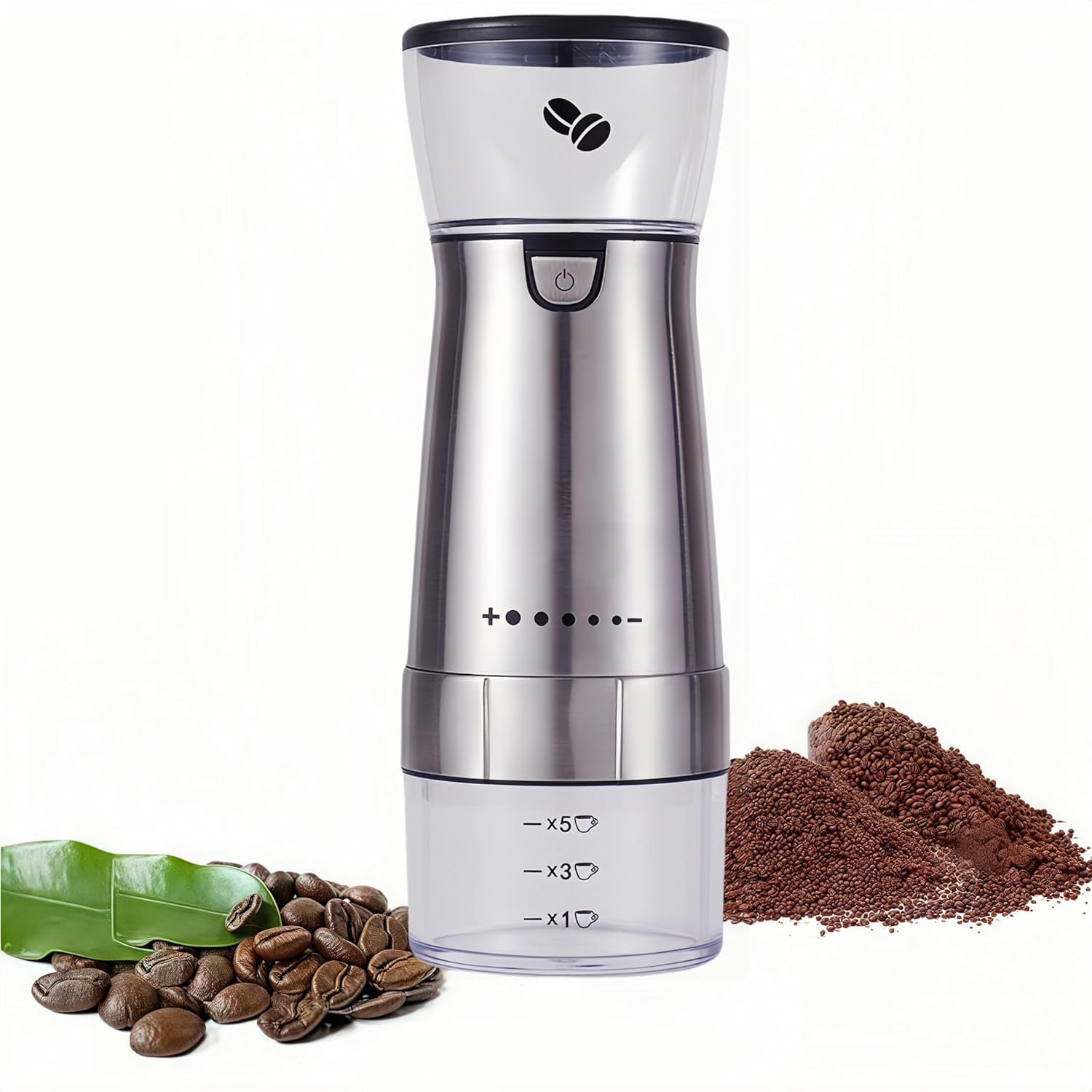 Azragon Coffee Grinder Electric - USB Rechargeable, Type-C Fast Charging, 1200Mah Battery for 25 Cups, Compact Travel & Home Use, Grinds 20G/Single or 60G/Bulk(Black)