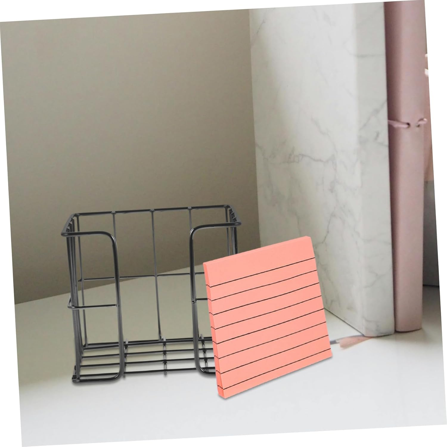 Tofficu Note Box Sticky Tabs Metal Mesh Memo Pad Holder Desk Organizer Tea Bag Holder Office Accessory image number 3