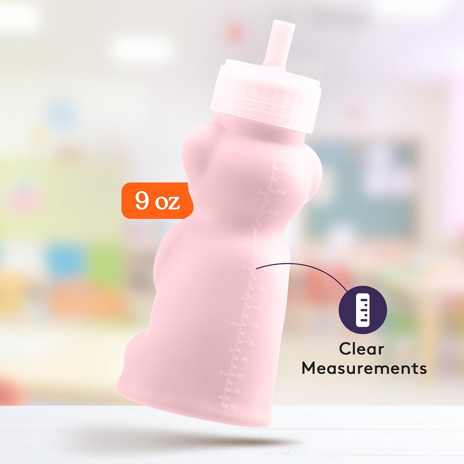 Special Supplies Honey Bear Straw Cup Long Straws, Squeezable Therapy and Special Needs Assistive Drink Container, Spill Proof and Leak Resistant Lid (Pack of 1 Bottle and 3 Straws) image number 4