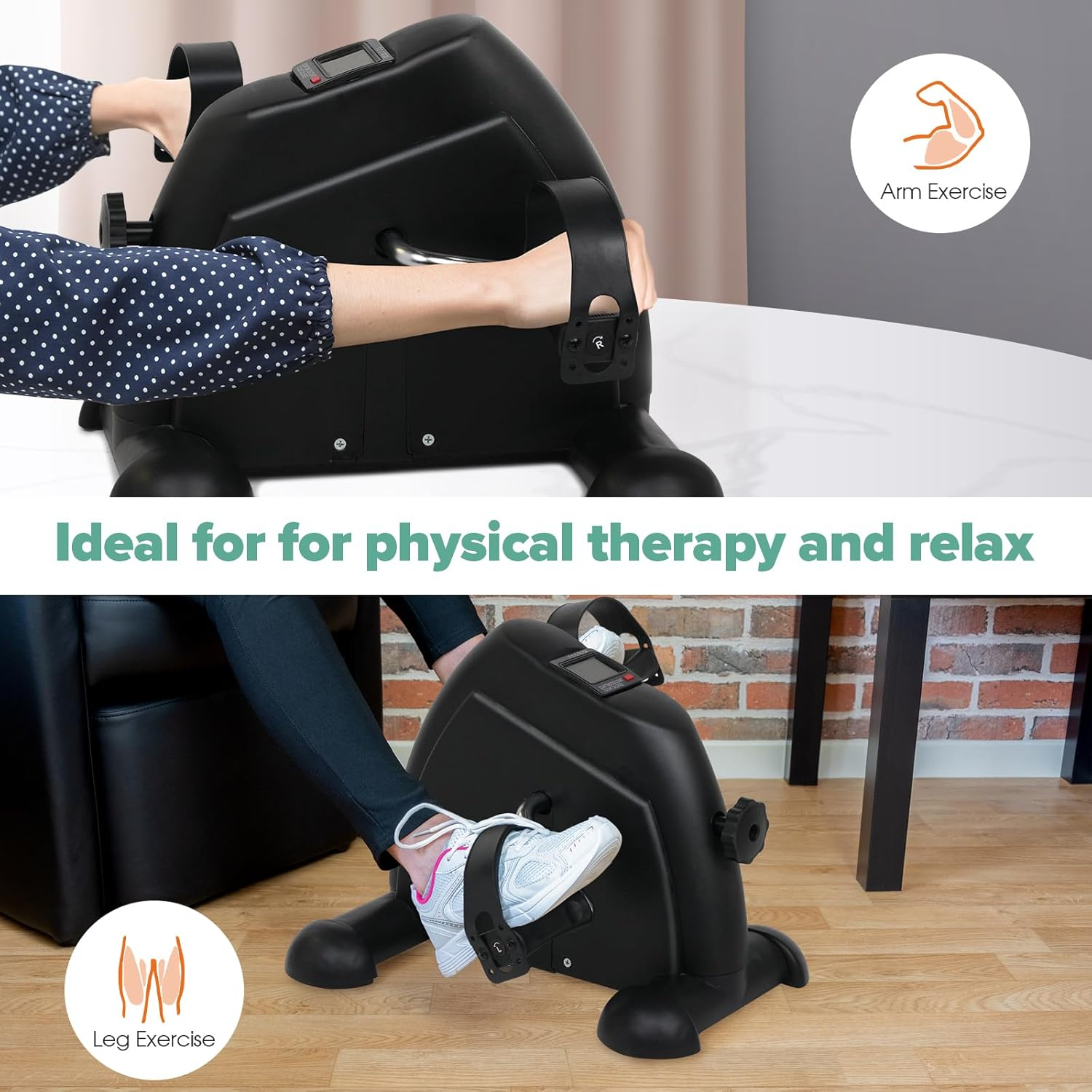 Mini Exercise Bike,Portable Pedal Exerciser,Upgraded Exercise Pedal,Arm & Leg Pedal Machine with LED Display Resistance Adjustable image number 1