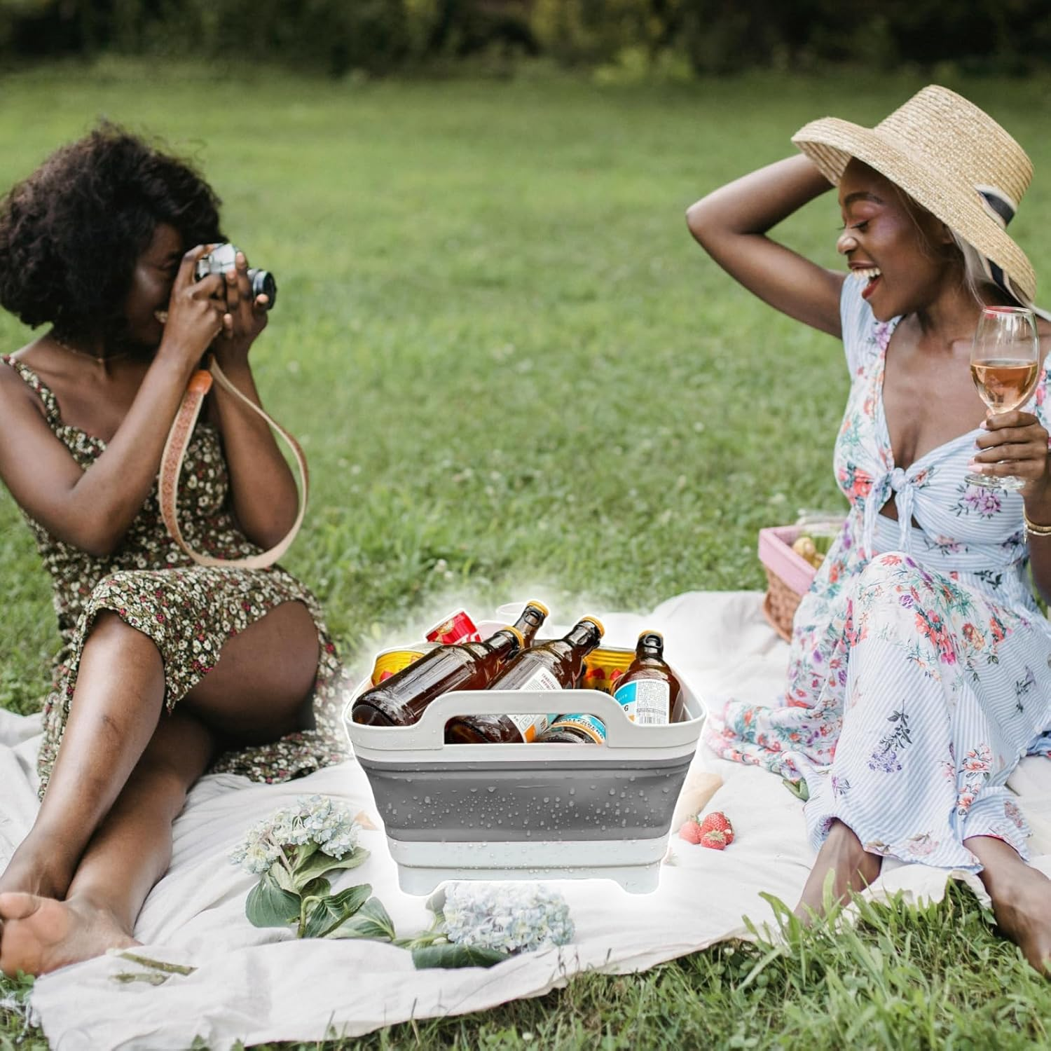 GIMWA Collapsible Wash Basin for Baby Bottles - 2.4 Gallons Portable Wash Bin for RV Camping Sink, Space-Saving Dish Tub (Gray) image number 2