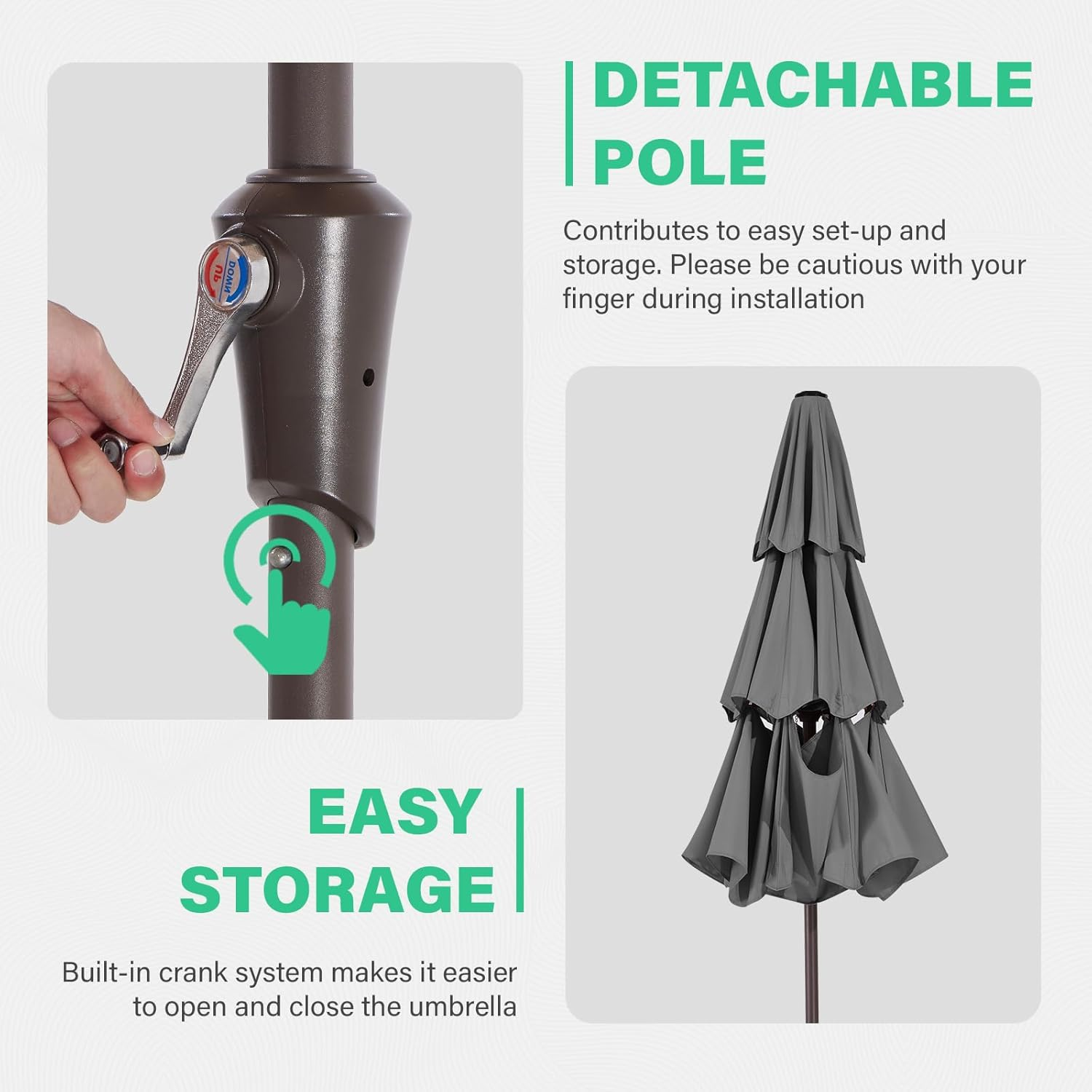 JEAREY 9FT 3 Tiers Patio Umbrella Outdoor Market Umbrella Table Umbrellas image number 5