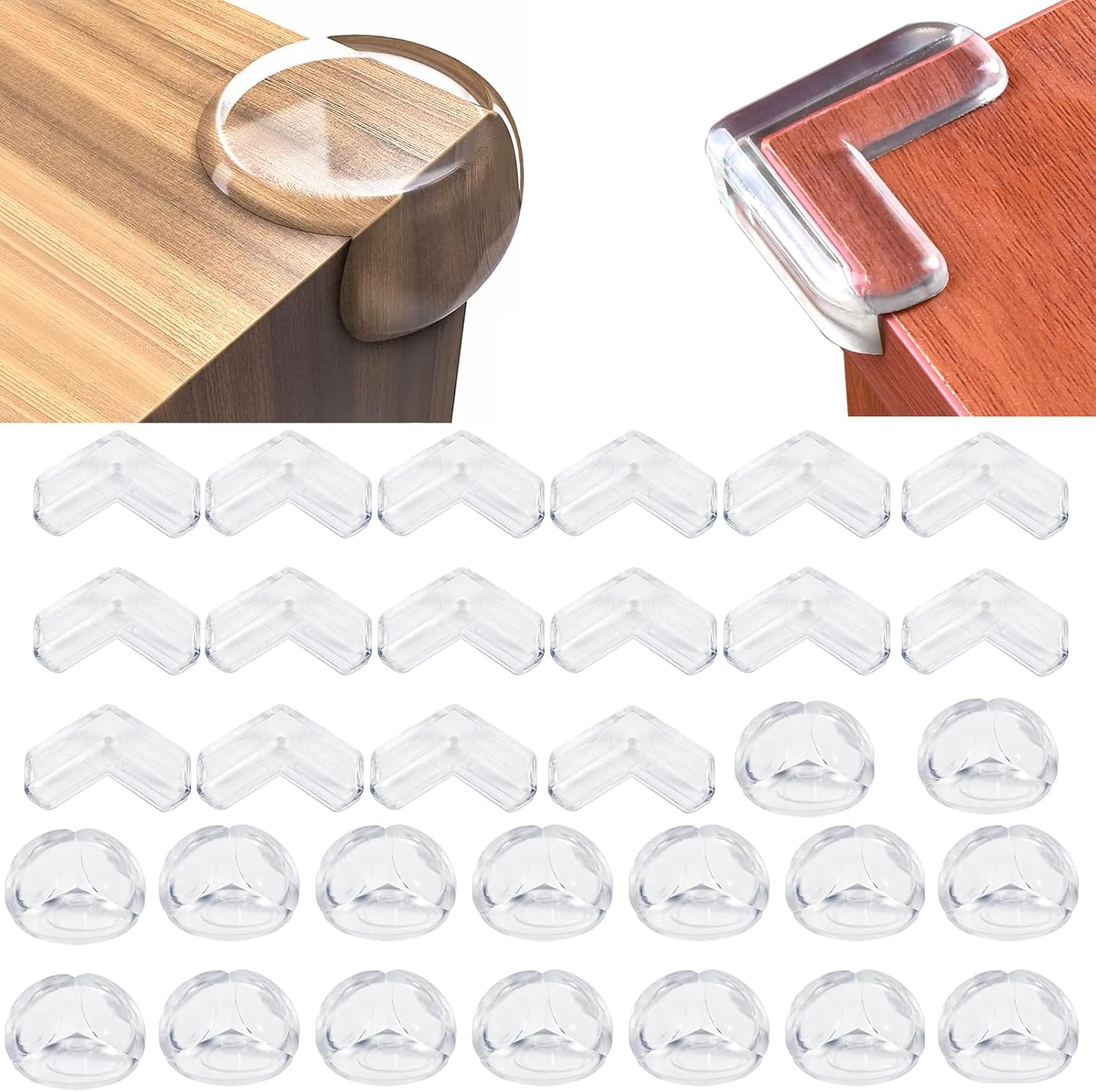 32 Pack Clear Corner Protector, Corner Protectors,Furniture Corner & Edge Safety Bumpers,Table Corner Protectors,12 round 12 L-Shaped,Cover Sharp Furniture Edges and Table Corners image number 4