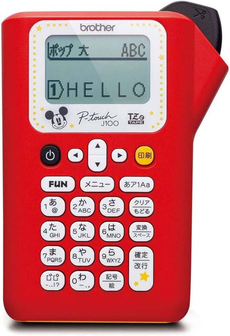 Brother Industries PT-J100MCR P-Touch Label Writer, Mickey Red, 0.1-0.5 Inches (3.5-12 Mm) Width, Tze Tape image number 1