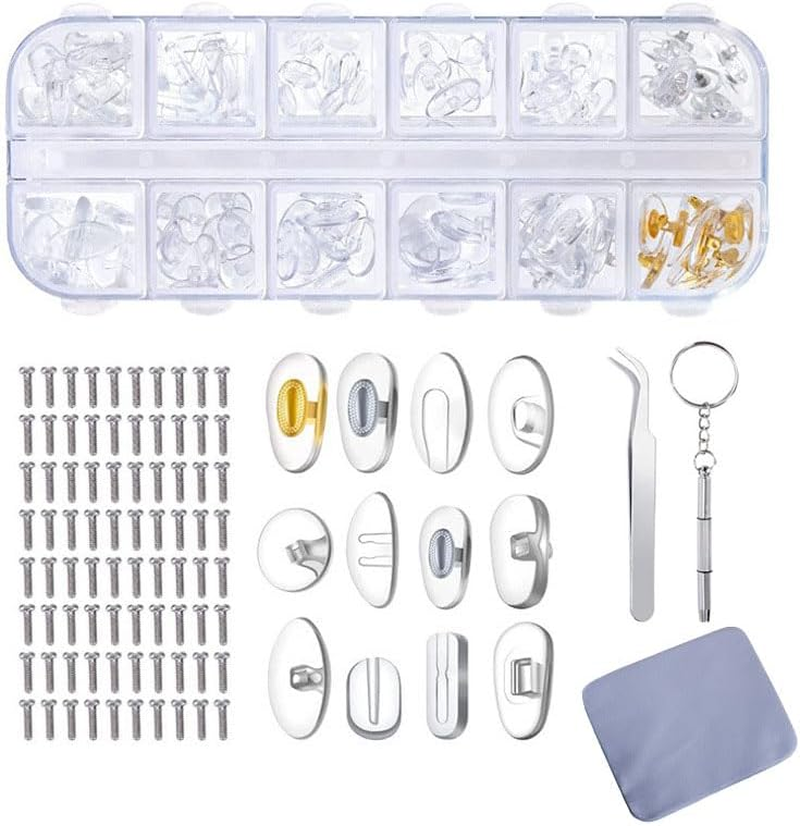 Glasses Nose Pads, Mijradge 12 Styles 60 Pairs Soft Silicone anti Slip Glasses Nose Pads, Glasses Repair Kit for Replace Nose Pads and Repair Glasses image number 2