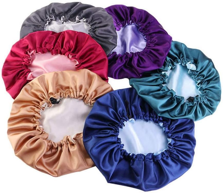 COMVIP Women Solid Satin Bonnet Sleeping Soft Hair Turbans Caps A: Purple image number 5