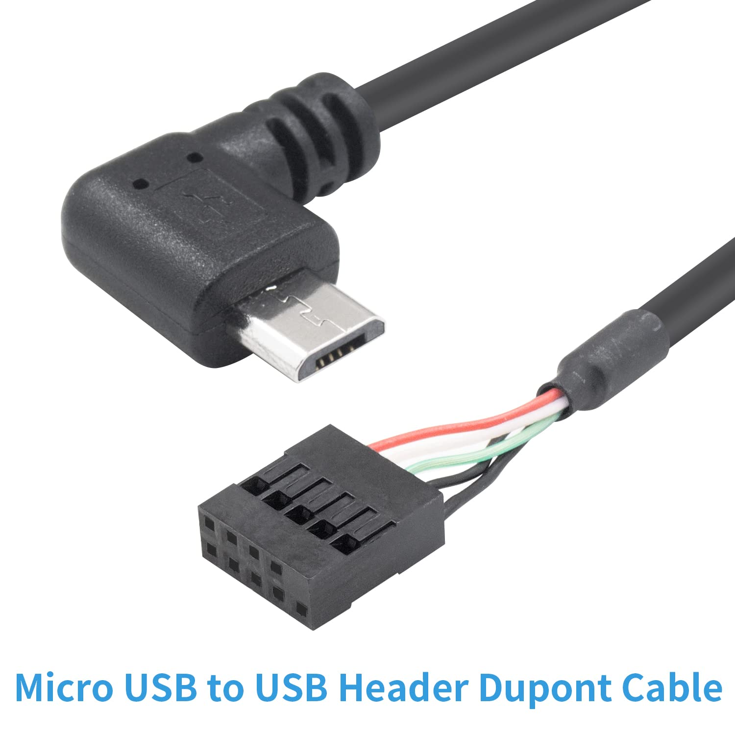 Duttek USB Header to Micro USB Cable, Micro USB to Motherboard Header, 90 Degree Right Angled Micro USB Male to 9 Pin Motherboard Female Dupont Extended Cable 2 Pack 1.65Ft/50Cm image number 6