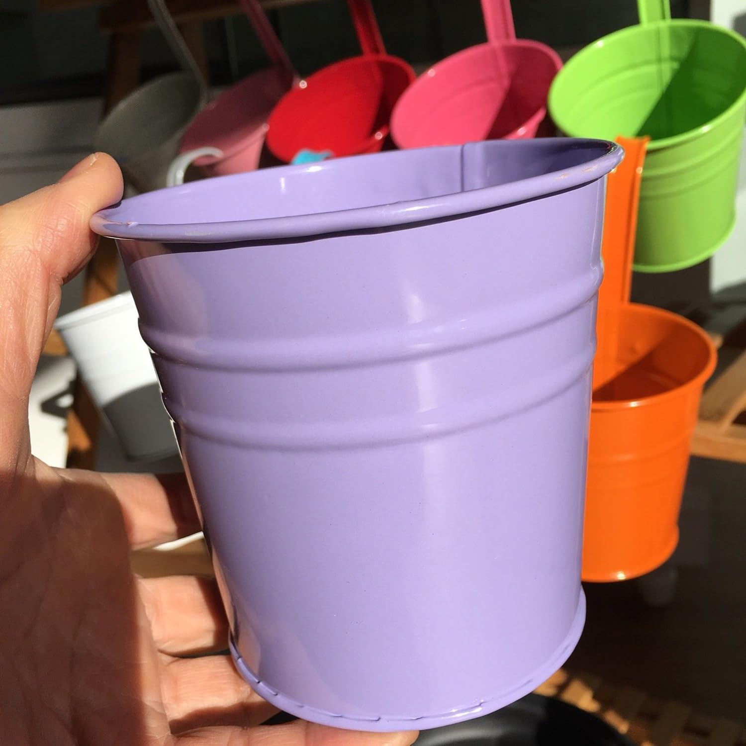 10PCS Hanging Flower Pots Iron Garden Plant Balcony Planter Detachable Hook