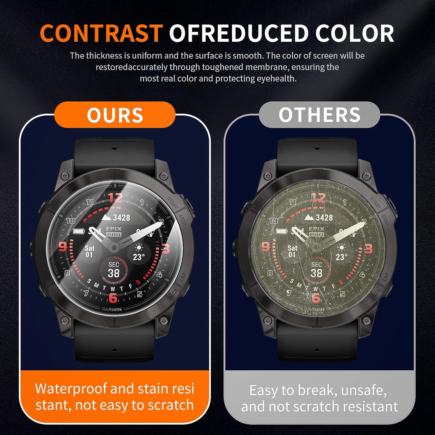 Diruite Pack of 4 Screen Protectors for Garmin Epix Pro Gen 2 51 Mm Screen Protector, Anti-Scratch HD Tempered Glass Protection Glass Screen Protector image number 3