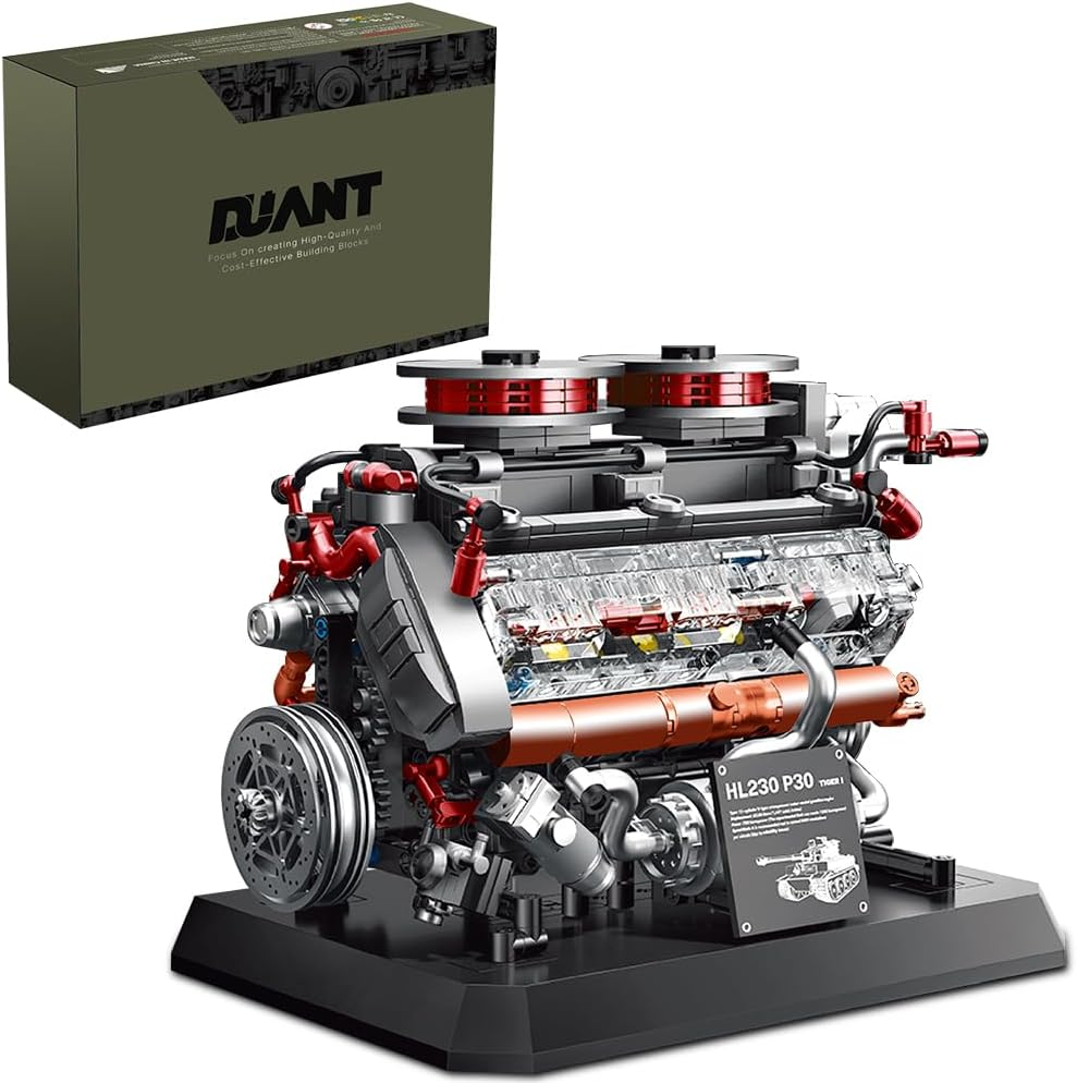 DUANT 39064 Tiger Tank Engine Building Block Set, 1236 Pieces Motor Model Building Block Set, Adults and Teenagers Physics Science Experiment Model Gift (95008) image number 2