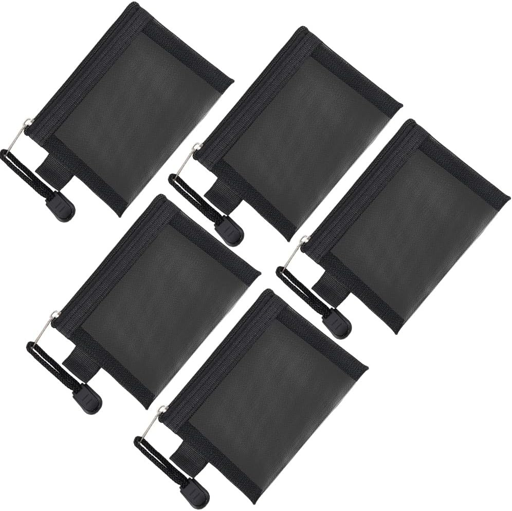 SOFPLATE Pack of 5 3 X 4.5 Inch Mini Mesh Zip Bag Nylon Mesh Cosmetic Bag Pencil Case Portable Make Up/Toiletries Organiser Key Card Holder for Organising Money