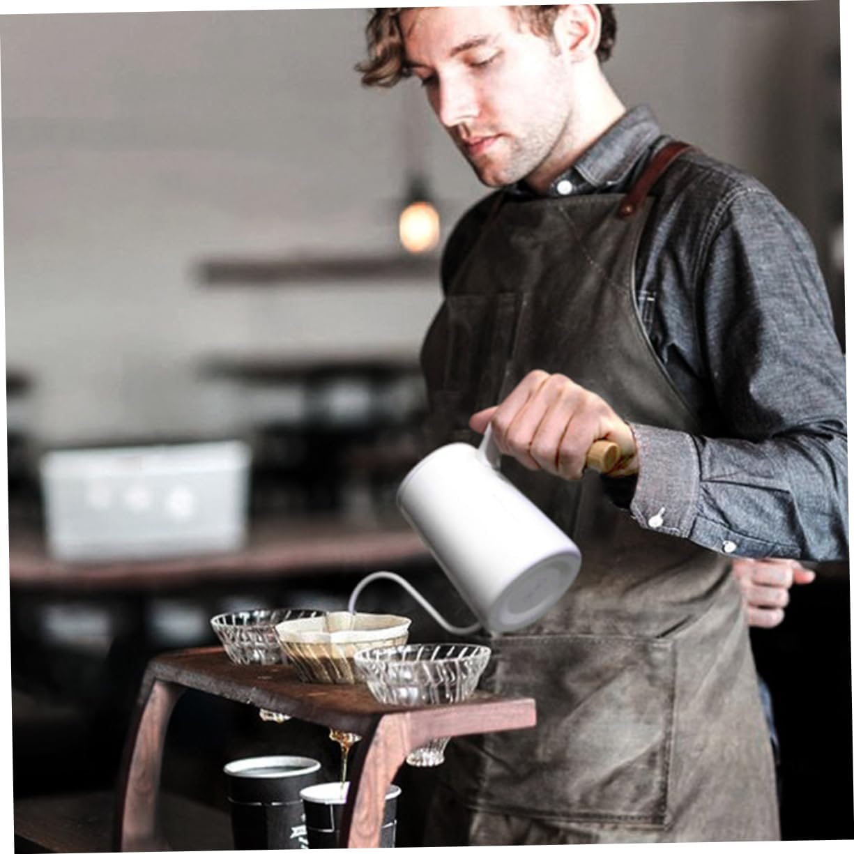 DONFAMDS Hand Brew Coffee Maker Tea Pot Infuser Drip Coffee Pot Stand Stainless Steel Easy Clean image number 2