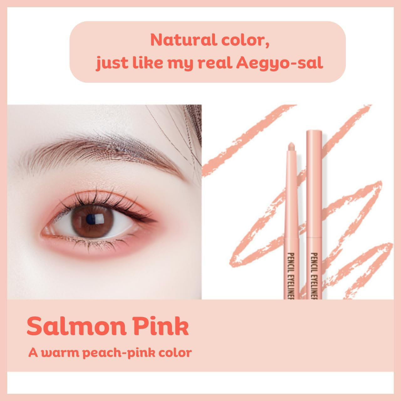 [Thebom] Aegyosal Eyeliner Under-Eye Enhancing Pencil Highlighter Eye Makeup Korean Beauty (Pink Rosy+Salmon Pink) image number 4