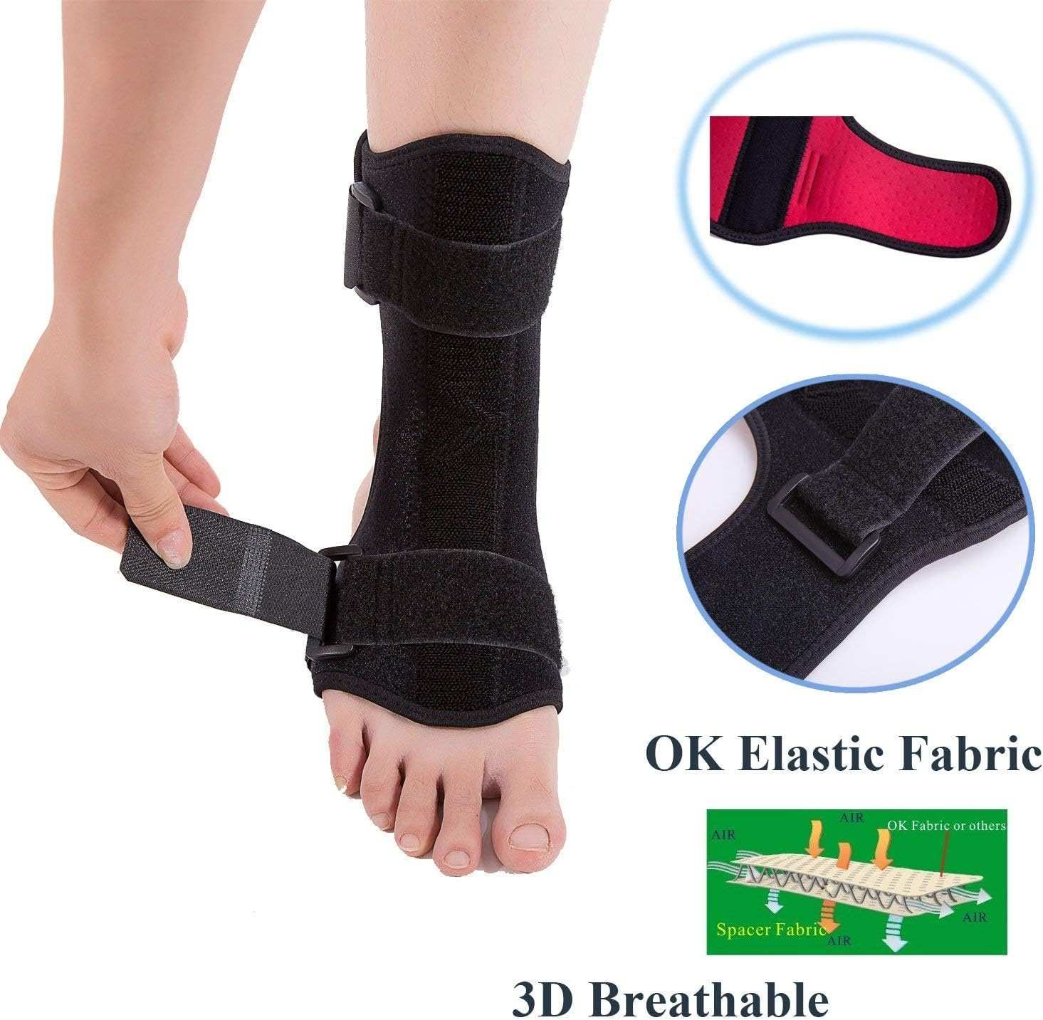 Plantar Fasciitis Dorsal Night Splint Orthotics Drop Foot Brace Foot Support for Plantar Fasciitis, Tendon Stretch, Achilles, Heel Spur Relief, Fits Left or Right Foot