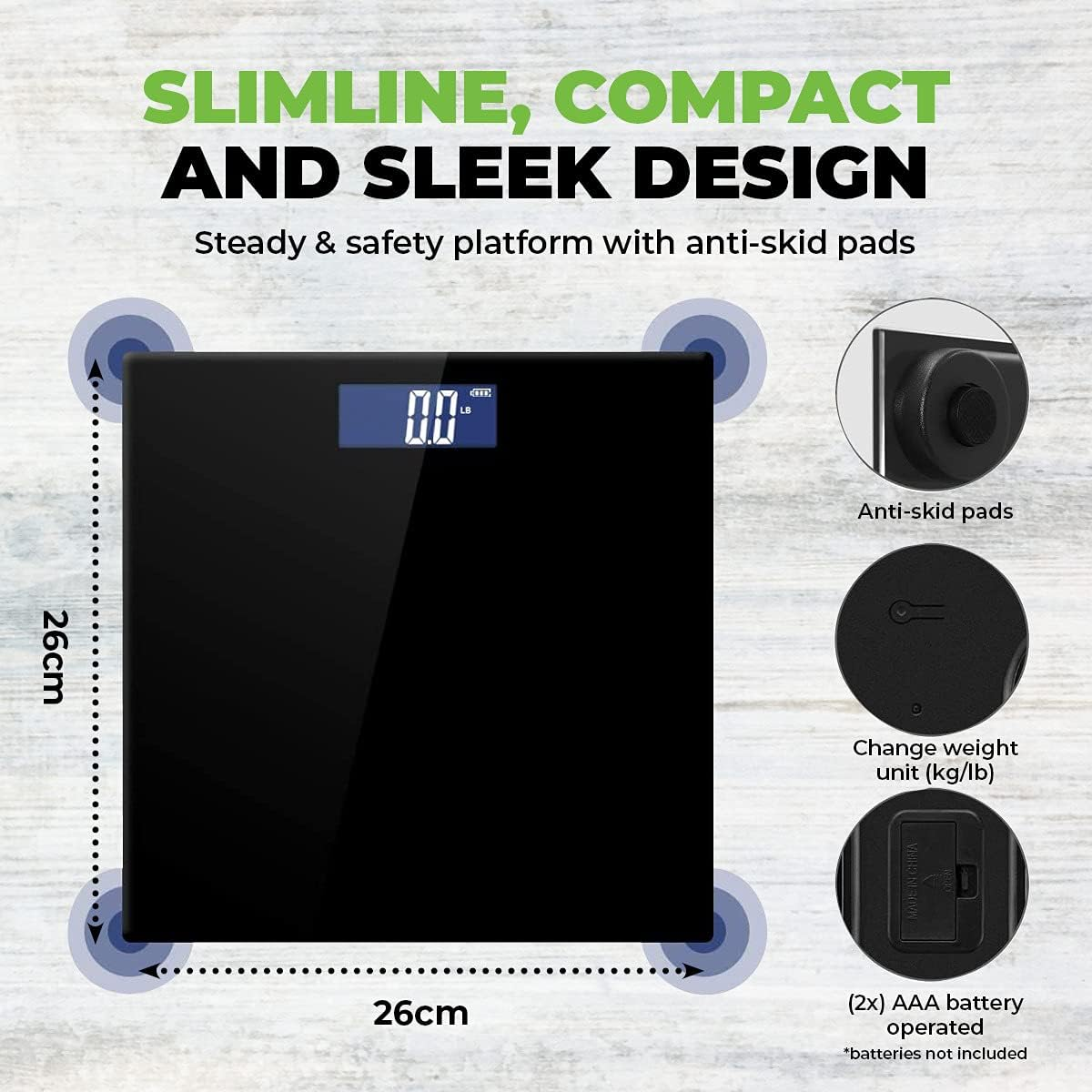 Home Master Slimline Digital Bathroom Scale, Black