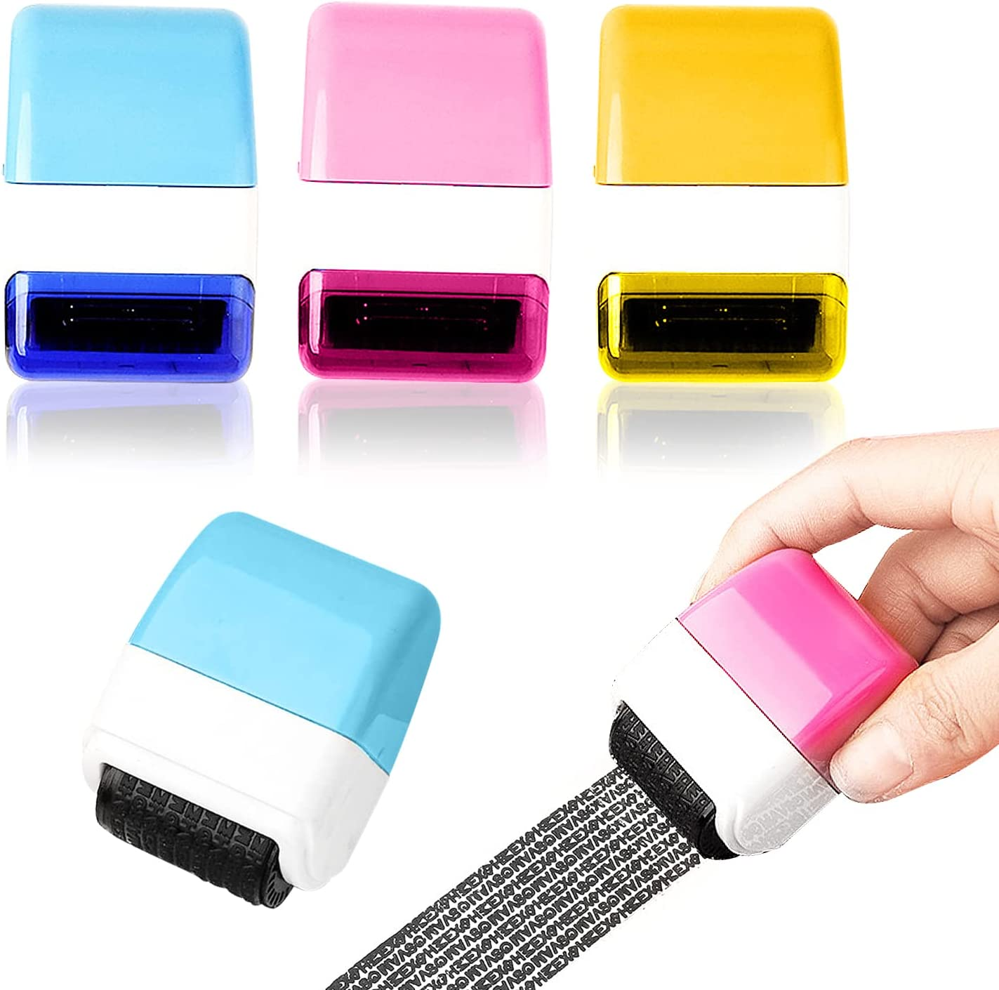 Pacify 3 PCS Identity Theft Protection Roller Stamp Wide Confidential Identity Data Guard Security Blocker Roller Stamps for School Home Office Privacy Protection (B-3PCS) image number 4
