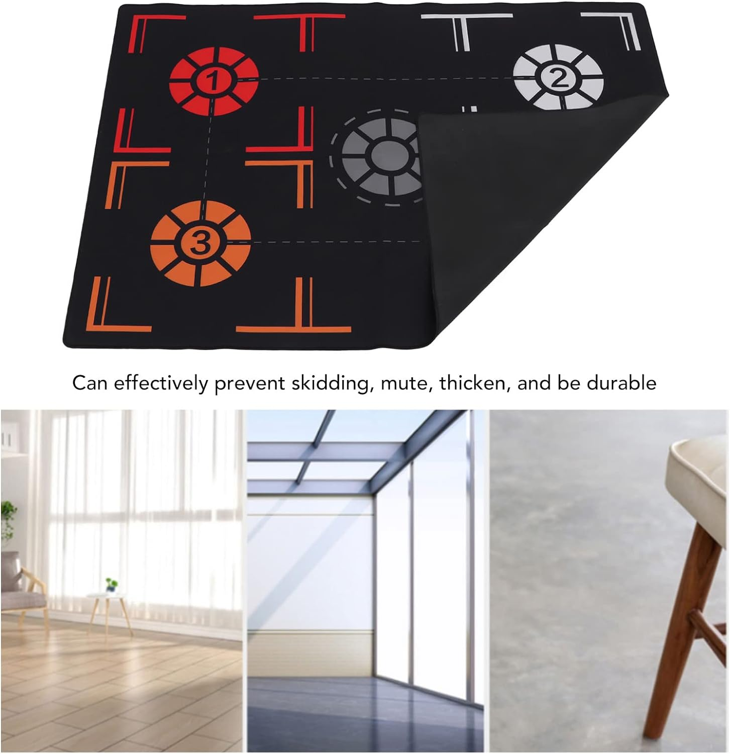 Basketball Training Mat, Footwork & Dribbling Practice Mat, Black, 67X92Cm, 2Mm Thick, Silent Non-Slip Rubber, Kids Basketball Training Mat image number 1