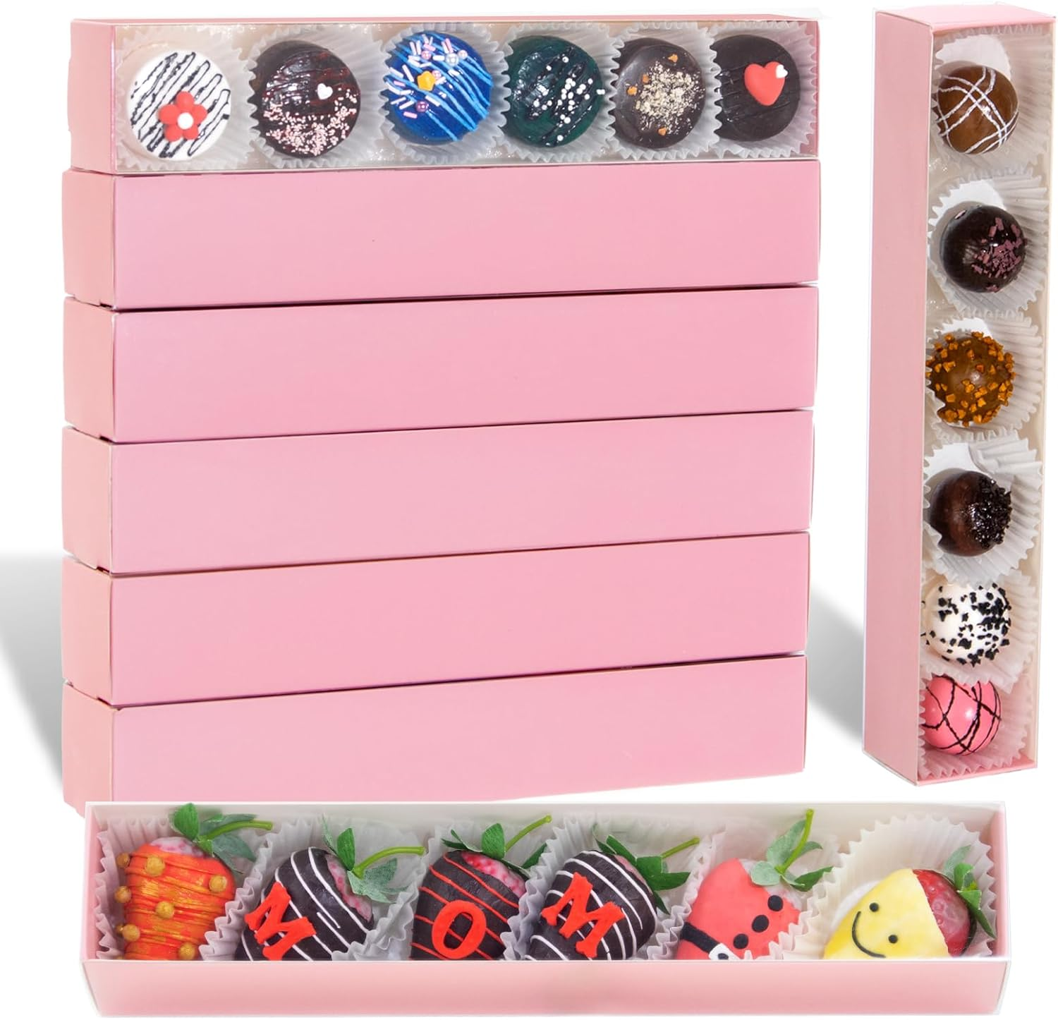 Slshepack 20Pack 12X2&frac14;X2 Inch Bakery Boxes for Chocolate Covered Strawberry,Macaron,Truffle, Cocoa Bombs, Cookie,Soap Boxes