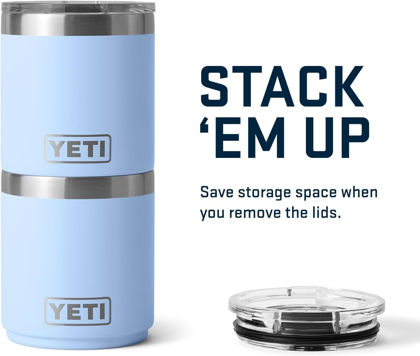 YETI Rambler 10 Oz Stackable Lowball 2.0, Vacuum Insulated, Stainless Steel with Magslider Lid, Big Sky Blue image number 5