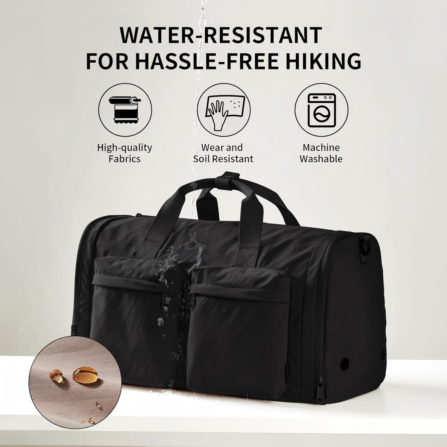 Gym Bag Duffle Bag for Travel: Gym Bag for Women Men Gym Bag with Shoe Compartment - 3 in 1 Carry on Bag Travel Duffel Bags with Trolley Sleeve - Lightweight Travel Bag Sports Bag (Ink Black) - Soft Pink image number 2